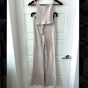 LOUNGE Ribbed Crop Top & Flared Trousers Set